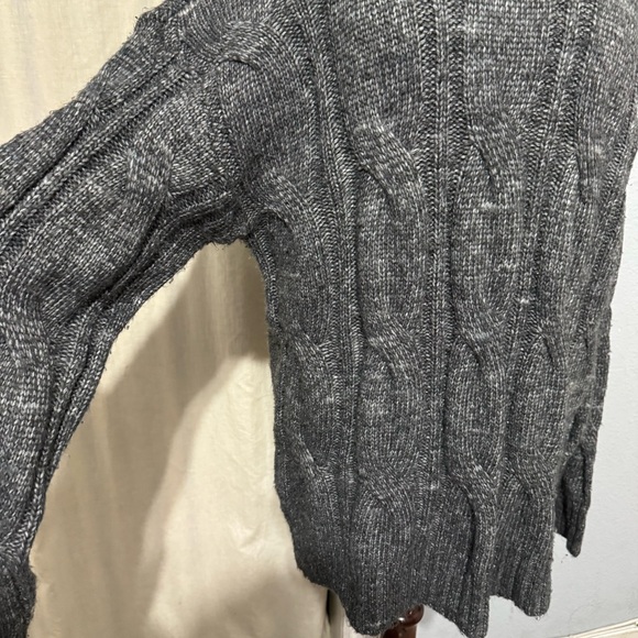 American Eagle Women Long Sleeve Unreal Cable Crew Long Sweater Gray Marled M - Picture 4 of 14
